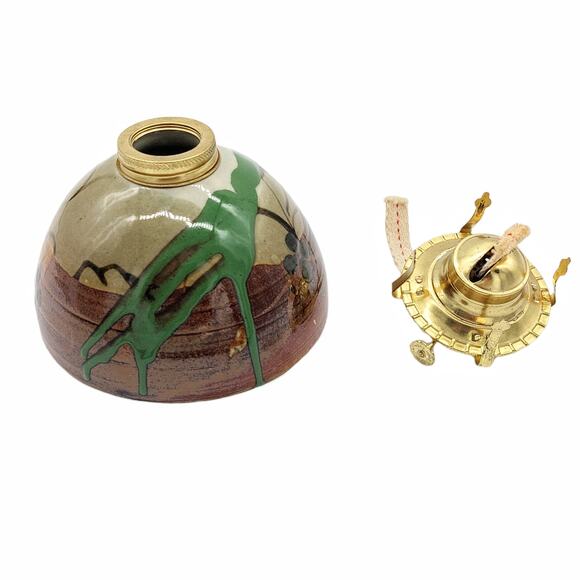 McLaughlin Studio Pottery Kerosene Oil Lamp Base Signed - Picture 3 of 9